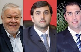 Jorge Brítez, presidente de IPS; Juan Carlos Pettengill, principal accionista de Consorcio Dylav, y Diego Marcelo Daud Orué, representante legal del consorcio Industrias Médicas.