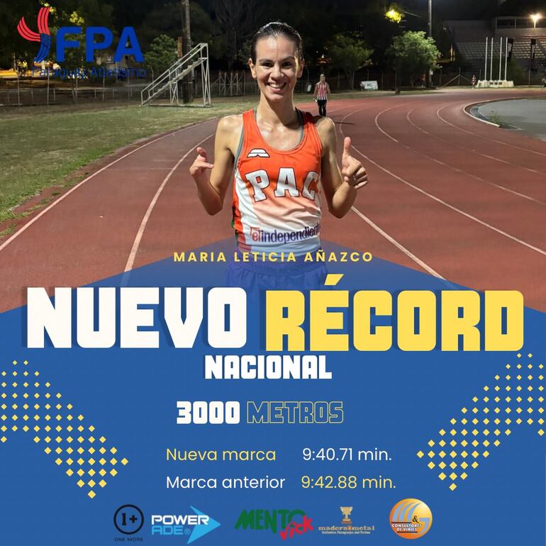 La fondista María Leticia Añazco bete otro récord nacional.