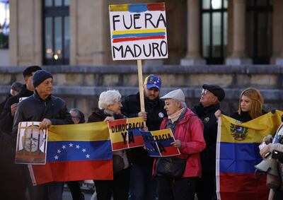 Imagen de archivo de la concentración convocada por la Asociación de Venezolanos de Gipuzkoa (Asovengui) en San Sebastián contra el gobierno de Nicolás Maduro.