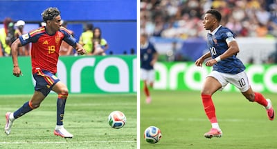 El delantero de España Lamine Yamal el atacante de Francia Kylian Mbappé, dos de los grandes protagonistas que tendrá el duelo entre Francia y España, por las semifinales de la Copa del Mundo 2026.