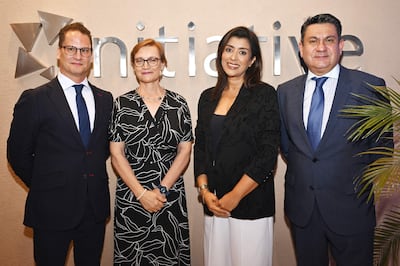 David Díaz Pérez, codirector internacional de programas UAX Initiative; Luisa Fernanda Rodríguez Hevia, vicedecana de Business & Tech UAX; Claudia Melgarejo, directora de Relaciones Internacionales, y Rodrigo Arturi, director de Initiative Escuela de Negocios.