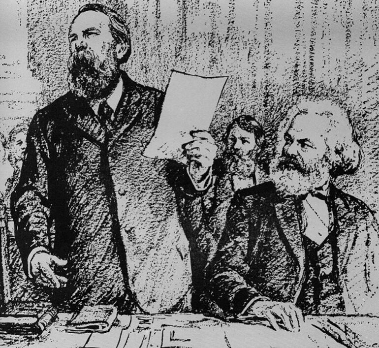 Marx y Engels en el Congreso de La Haya, 1872