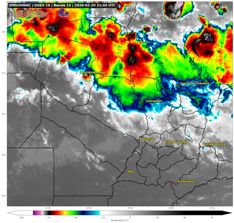 Celdas de tormenta sobre el territorio nacional.