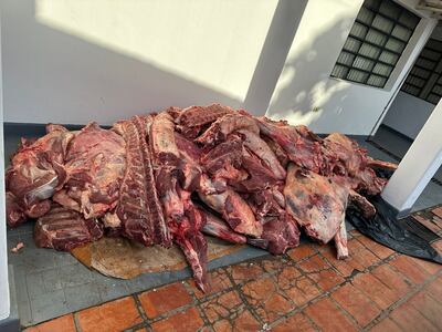 Carne incautada por ser de contrabando, según la Fiscalía. (gentileza).