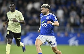El paraguayo Julio Enciso, futbolista de Racing de Estrasburgo, en el partido frente a Mónaco por la fecha 34 de la Ligue 1 de Francia.