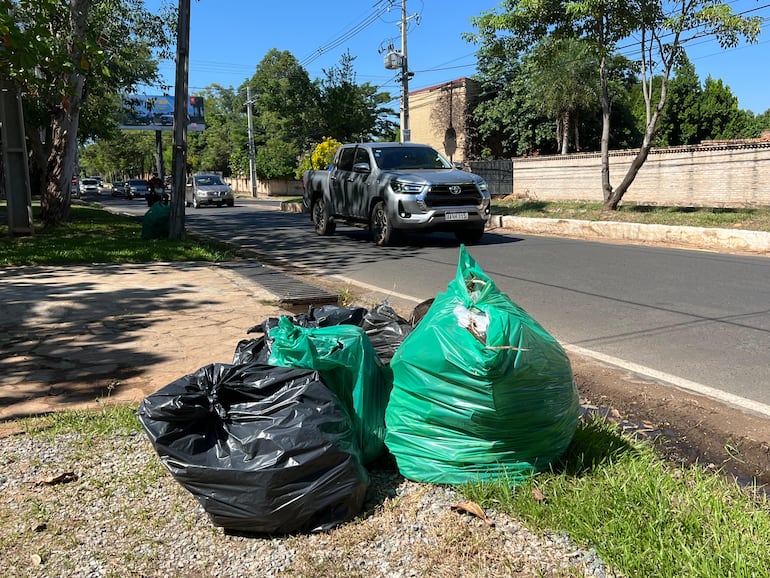 Sobre la calle Santiago Shaerer, bolsas de basura malolientes se acumulan sin control, reflejando un claro abandono en la recolección.