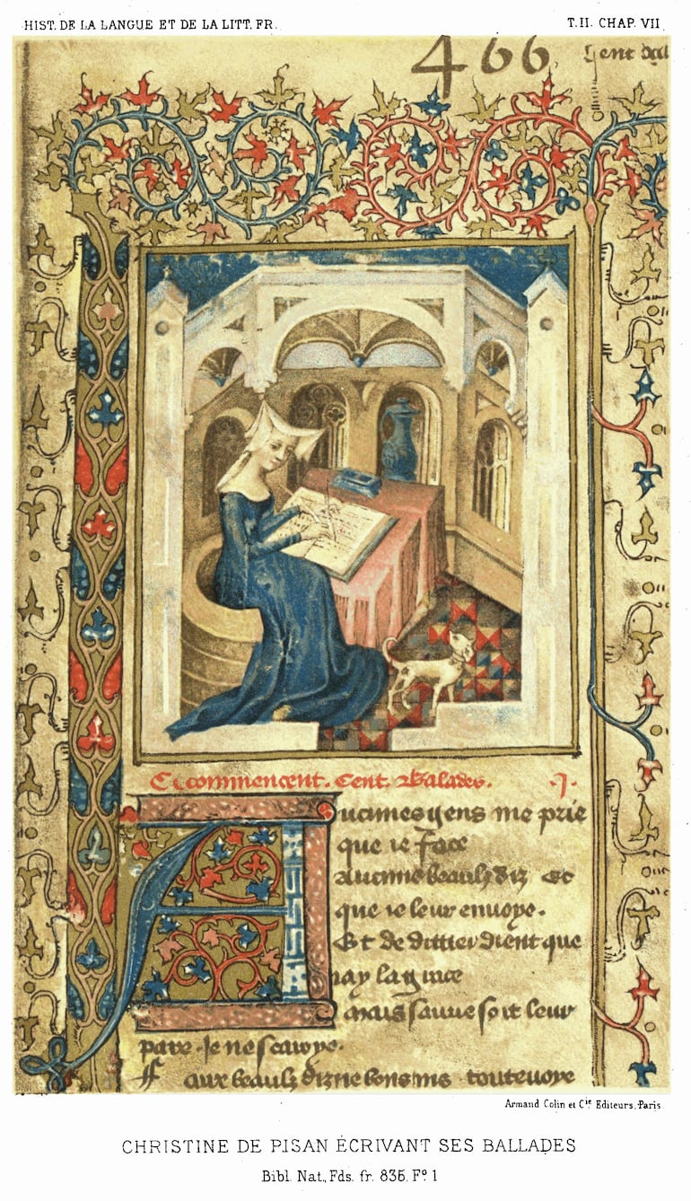 Christine de Pisan. "Histoire de la langue et de la littérature française", t. 2, 1896, obra de Louis Petit de Julleville.