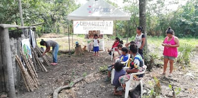 Indígenas de las comunidades Yvapovondy y la Virginia.