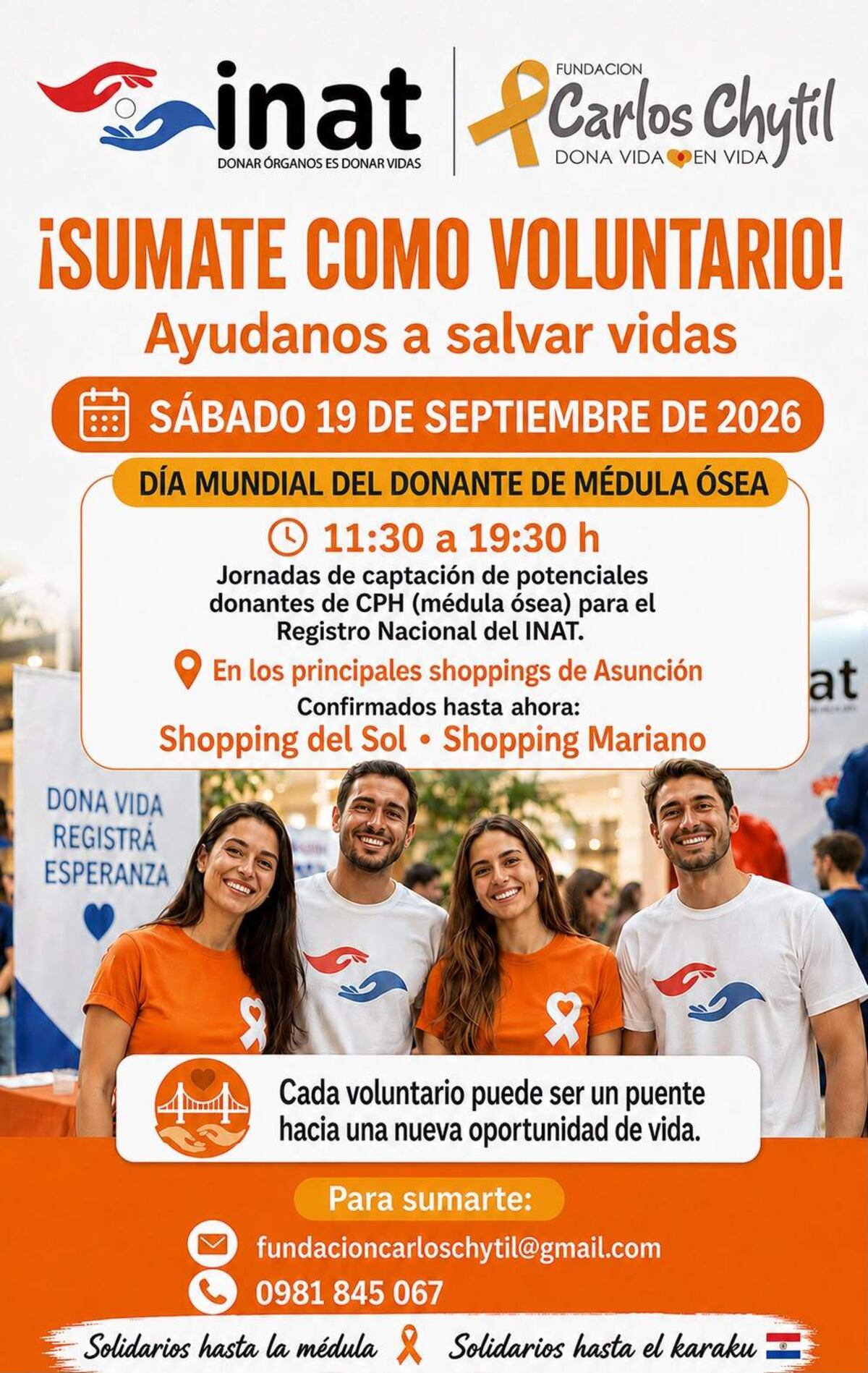 “Solidarios hasta la médula”: organizan jornada de registro como donantes