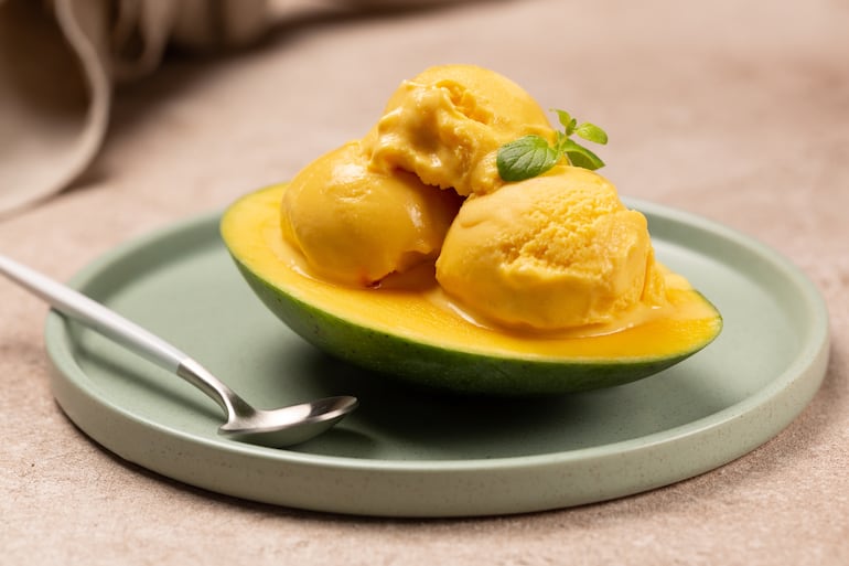 Helado de mango.