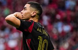 Miguel Ángel Almirón (31 años), en el festejo de su gol para Atlanta United, en el duelo contra el DC United.