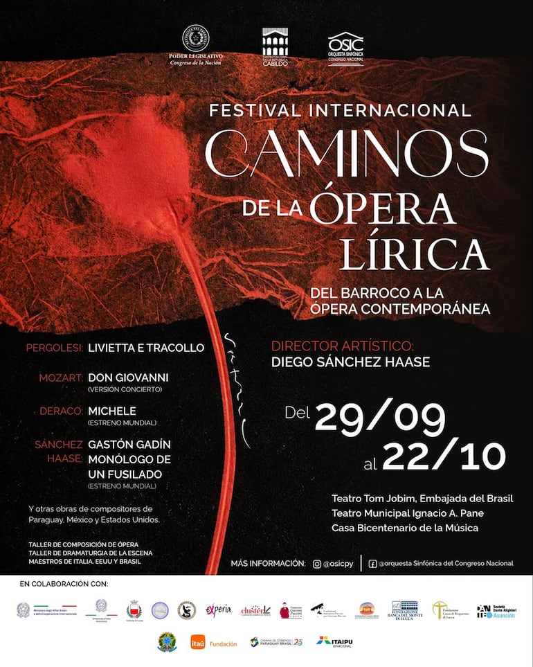 Afiche del concierto Caminos de la Ópera Lírica, Del Barroco a la ópera Contemporánea.