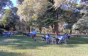 La falta de mantenimiento de ventiladores y aires acondicionados, obliga a los alumnos a desarrollar clases bajo los árboles.