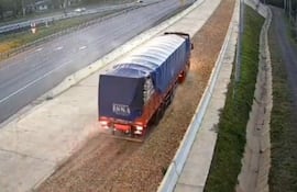 Un camión ingresa a la rampa de emergencia en la ruta PY02 debido a una falla en los frenos.