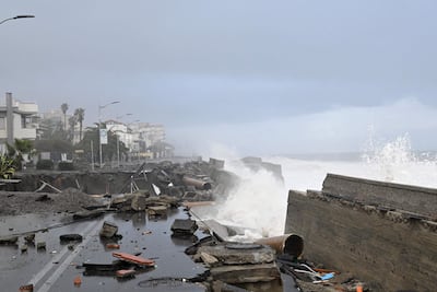 Zonas afectadas por el mal tiempo en el paseo marítimo de Santa Teresa di Riva, Sicilia, Italia, el 21 de enero de 2026. La tormenta Harry provocó fuertes inundaciones y daños generalizados en el Mediterráneo, afectando especialmente a Malta, Lipari, Córcega y Cataluña.
