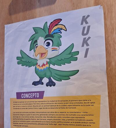 Kuki, mascota del Carnaval Encarnaceno 2024