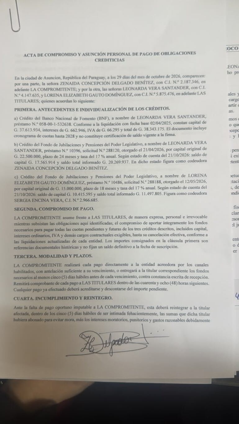 acuerdo Zenaida Delgado