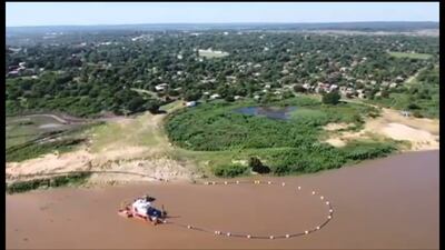 Vista aérea del terreno que la municipalidad de Villeta desea vender a un astillero, y genera la reacción de los pobladores. (Foto, gentileza).