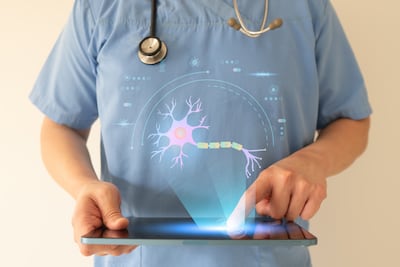 Holograma de la estructura neuronal, concepto de enfermedad de ELA.