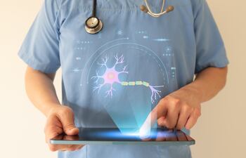 Holograma de la estructura neuronal, concepto de enfermedad de ELA.