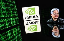 Logo de Nvidia con el rostro del director ejecutivo, Jensen Huang.