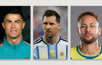 Cristino Ronaldo, Lionel Messi y Neymar.