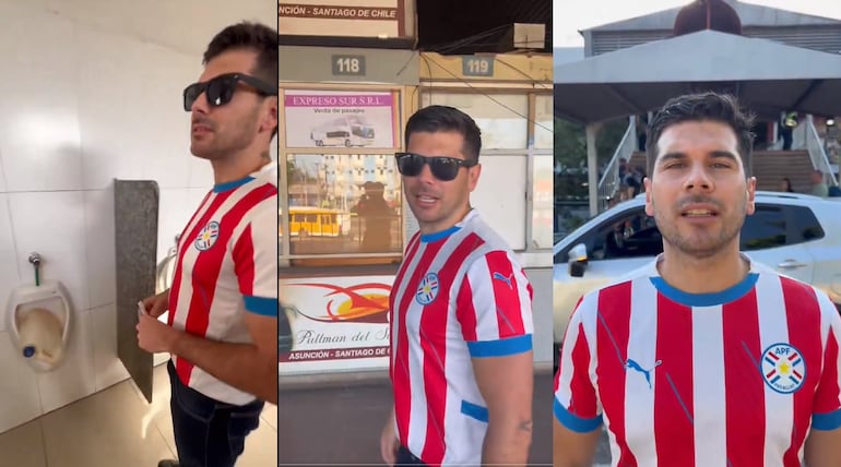 Carlos Viveros en la Terminal de Buses de Asunción.