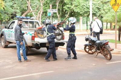 Una de las motocicletas incautadas por los agentes de la Policía Municipal de Transito.