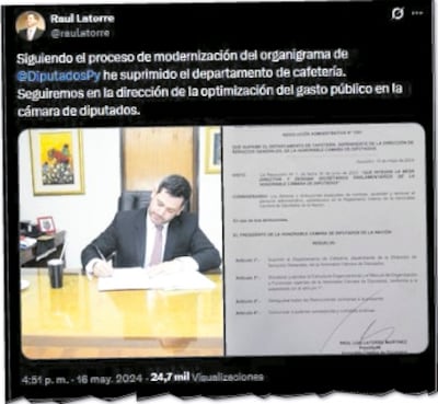 En mayo de 2024, el presidente de la Cámara de Diputados prometía “optimizar el gasto público”.