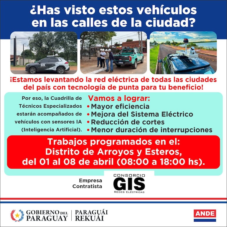 ANDE implementa tecnología de inteligencia artificial en trabajos en Cordillera y Central