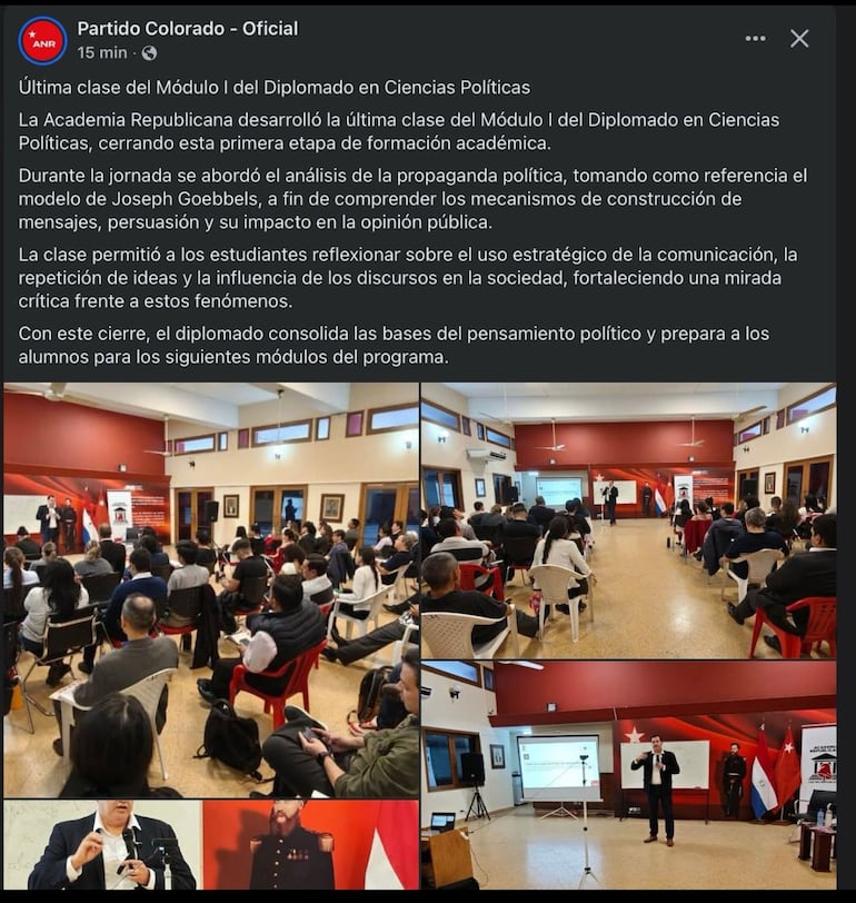 Publicación borrada del perfil del Partido Colorado.