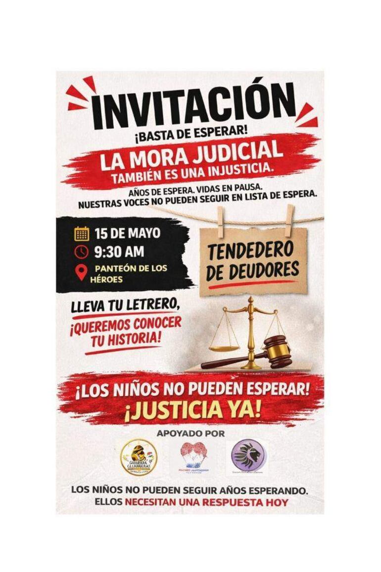 Cartel de invitación al tendedero con textos resaltantes sobre justicia alimentaria y mensajes emotivos.