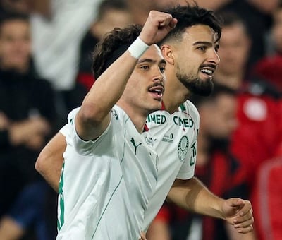 El mundialista paraguayo Mauricio Prado (25 años), en el festejo de su gol para el Palmeiras.