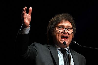 El presidenciable argentino por La Libertad Avanza, Javier Milei. (AFP)