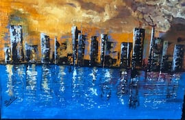 Una de las pinturas de Teresa Bello que formarán parte de la muestra "Expresiones abstractas".