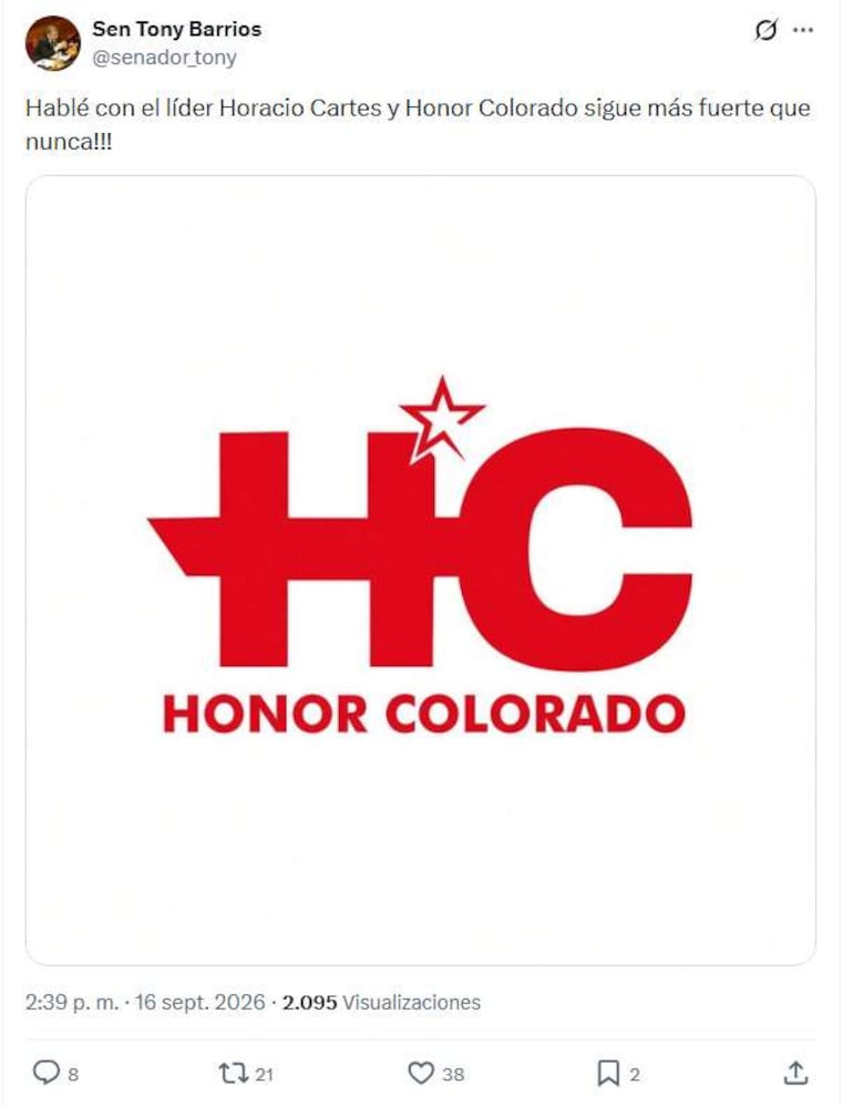 Logo de Honor Colorado en rojo y blanco, con las letras 'HC' estilizadas y una estrella en la parte superior.