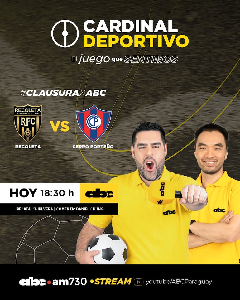 Cerro Porteño vs. Recoleta FC, por ABC Cardinal y ABC Paraguay en Youtube.
