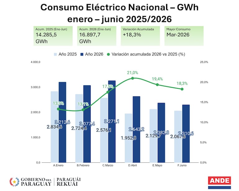 Datos oficiales del consumo eléctrico nacional.