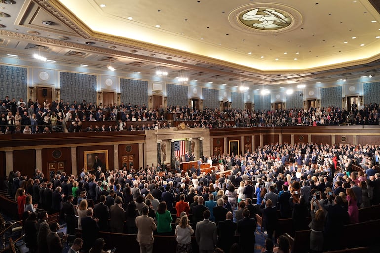 El rey Carlos III del Reino Unido habla en el Congreso de los Estados Unidos ayer, en Washington (Estados Unidos). 
