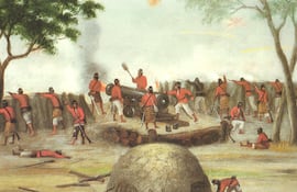 Trinchera paraguaya en la batalla de Curupayty (detalle). Detalle de un cuadro de Cándido López.