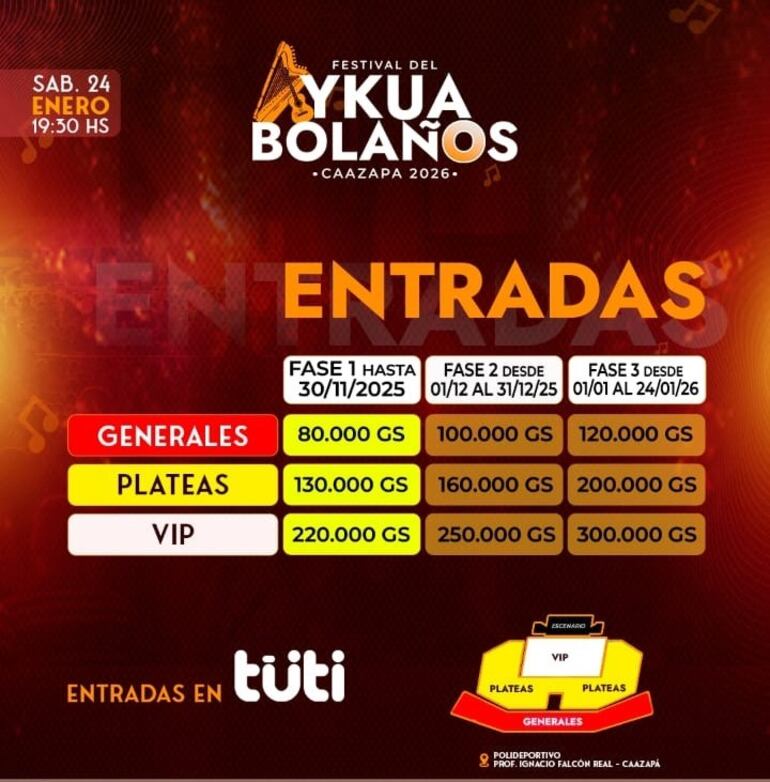 La entradas ya se encuentran disponibles en la plataforma tuti.com.py.