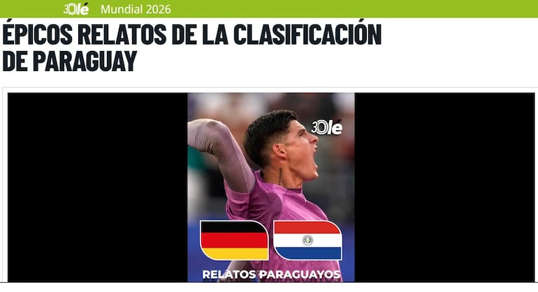 Jugador en uniforme morado grita de emoción mientras celebra, con escudos de Alemania y Paraguay visibles en el contexto de un estadio.