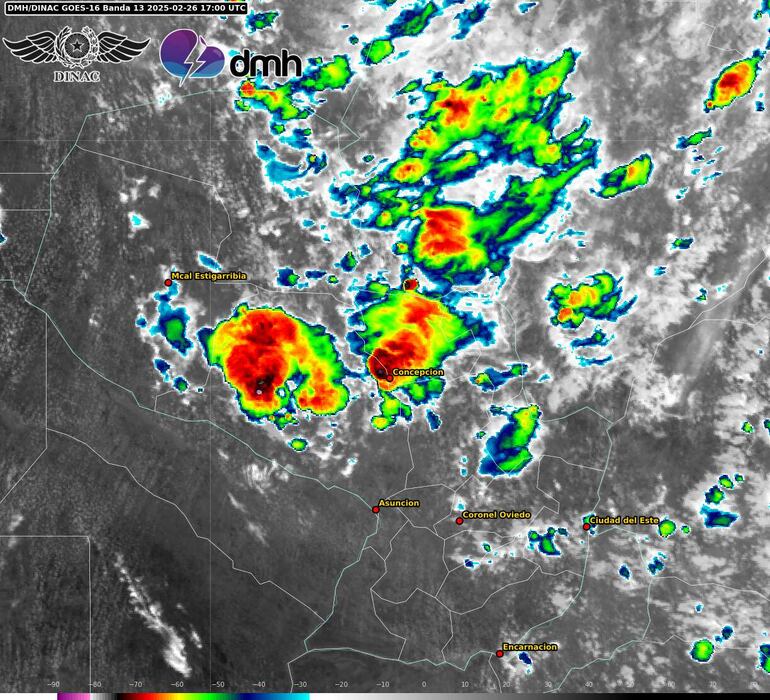 Celdas de tormenta sobre el territorio nacional.