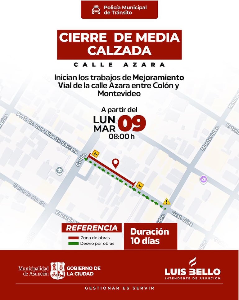 Cierre de calles del centro por reparación vial.