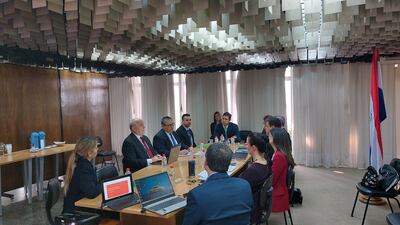 Técnicos de Seprelad con expertos del FMI que están asesorando en el cumplimiento de observaciones del Gafilat