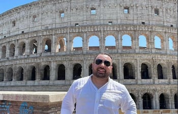 Una fotografía del exujier Heber Hernán Cardozo Areco en Roma, Italia, uno de sus tantos viajes que publicaba en redes sociales.