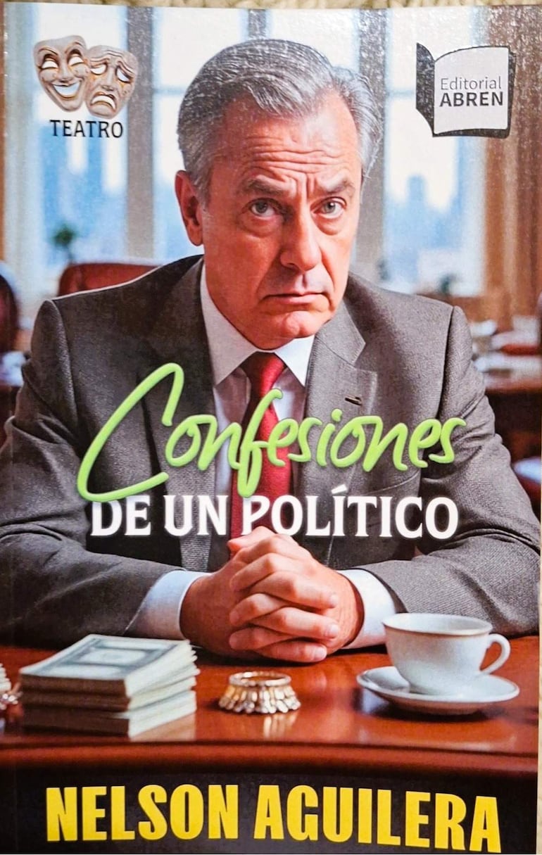 Hombre canoso en traje gris y corbata roja, sentado en escritorio con café, mirada seria en ambiente profesional.