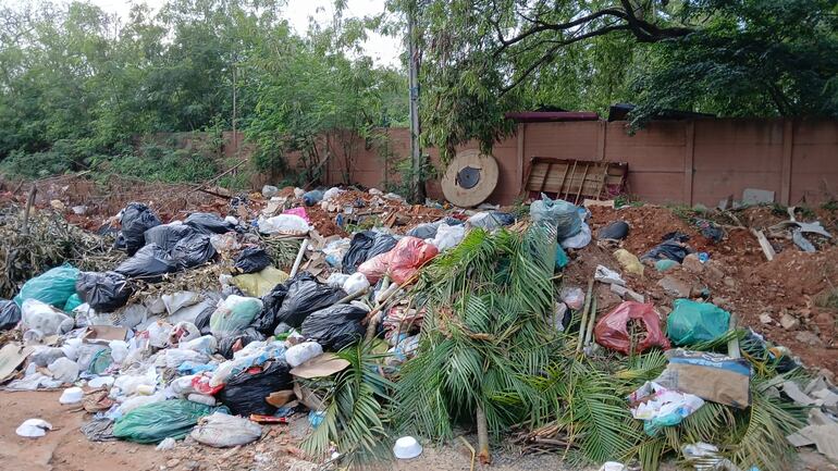 Basuras sobre Ybapuru y Rodríguez Alcalá, límite entre Asunción y Lambaré.