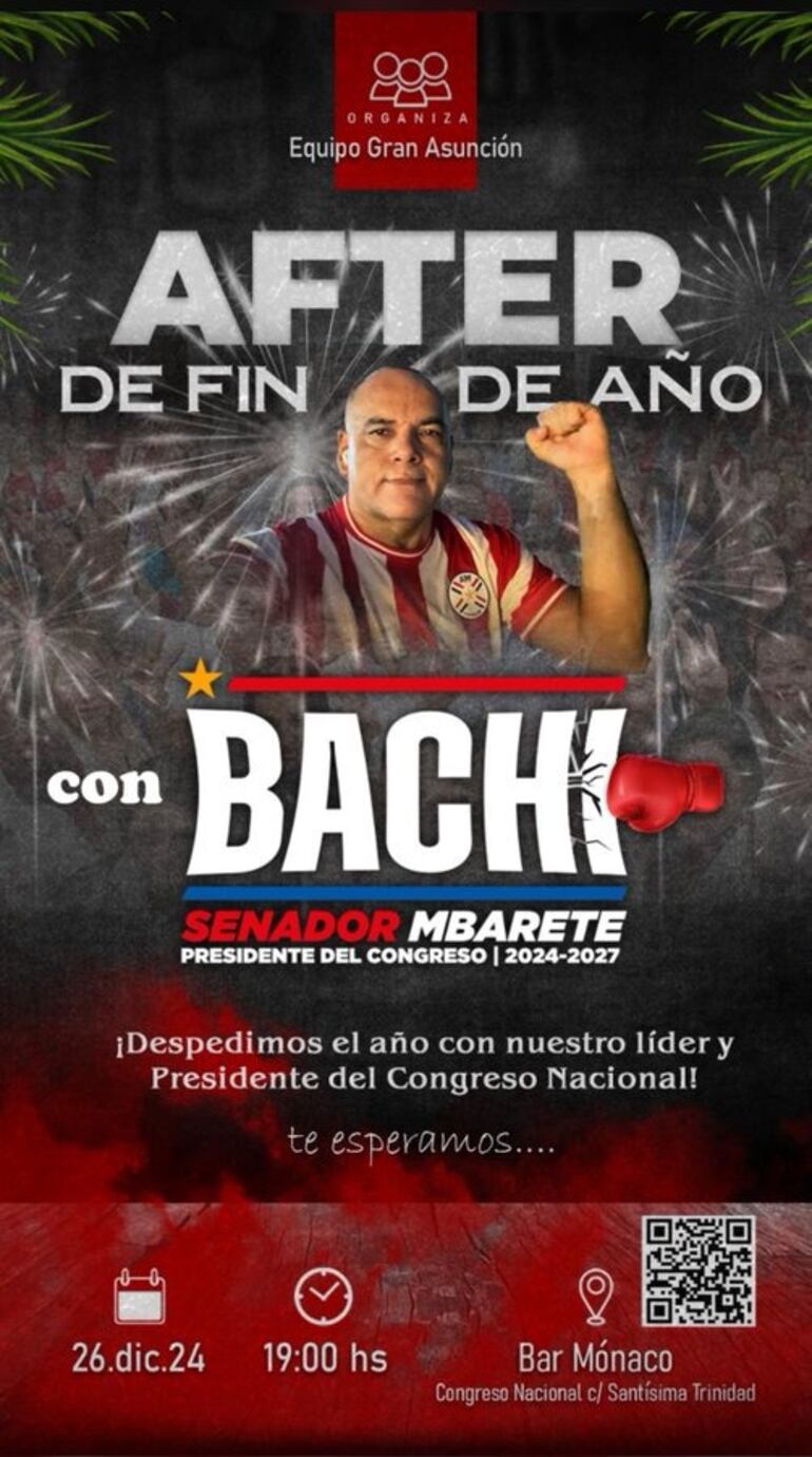 Basilio "Bachi" Núñez invitó a una farra a sus jóvenes operadores políticos.
