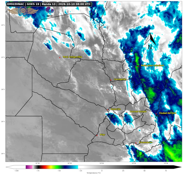 Sistema de tormentas sobre el territorio nacional.
